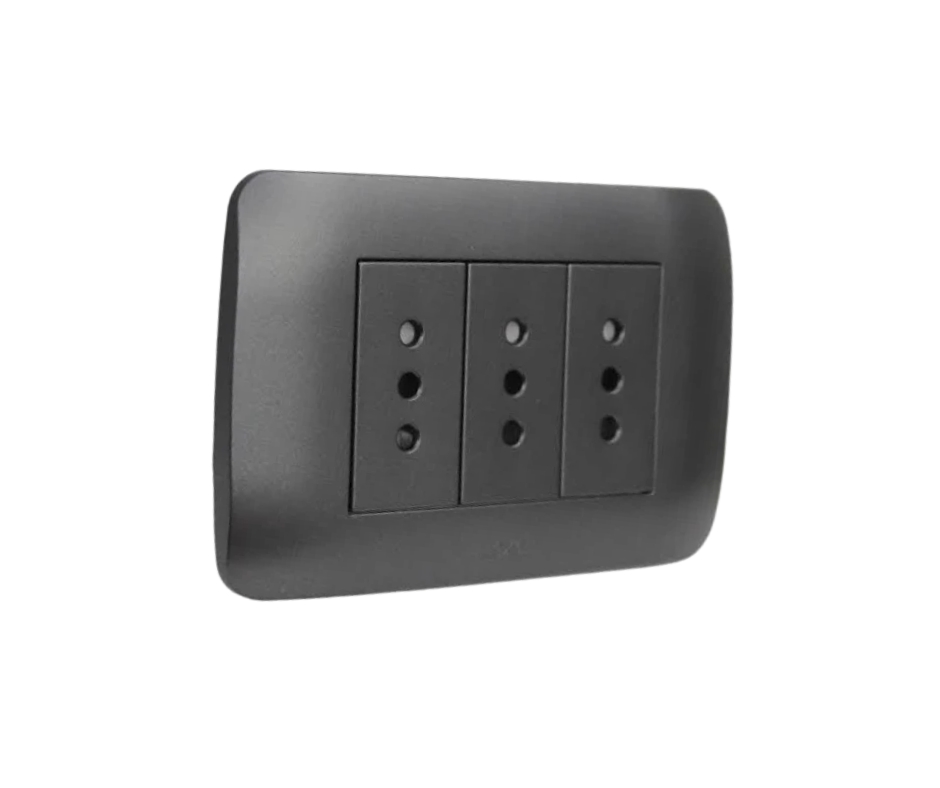 TOMA DE CORRIENTE TRIPLE 10A 250V GRAFITO ARMADO LEXO
