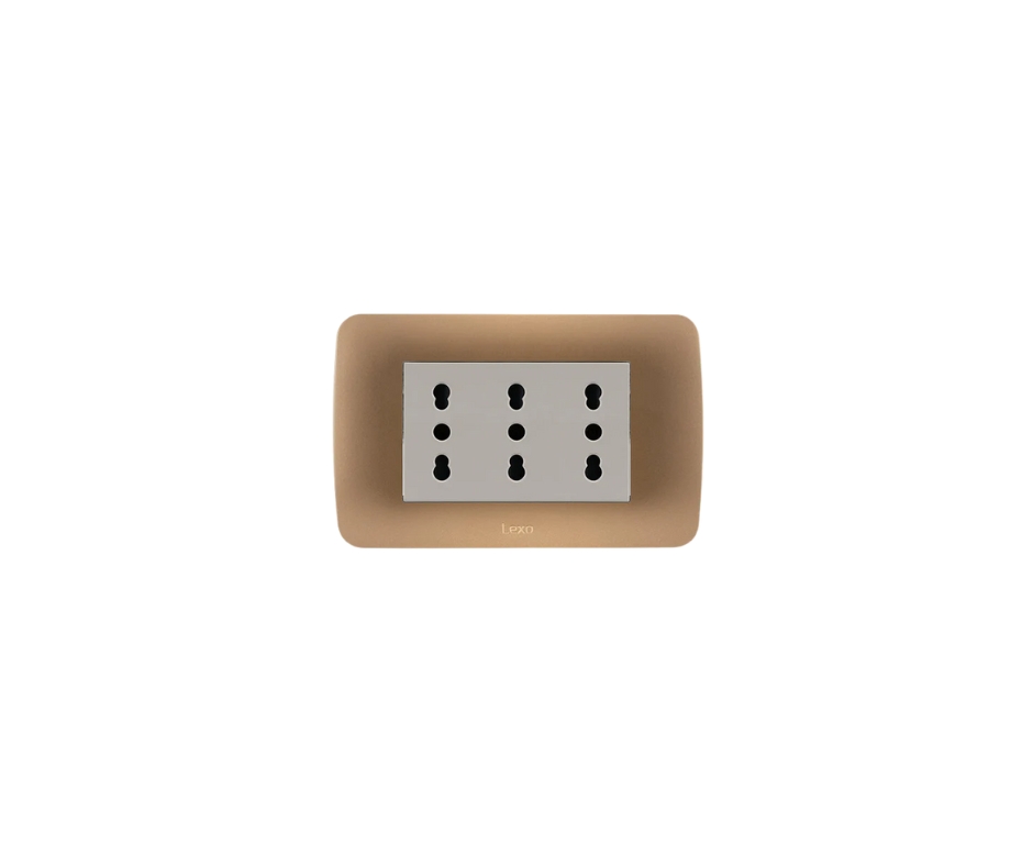 TOMA DE CORRIENTE TRIPLEX 10/16A 250V BEIGE ARMADO TITANIO LEXO