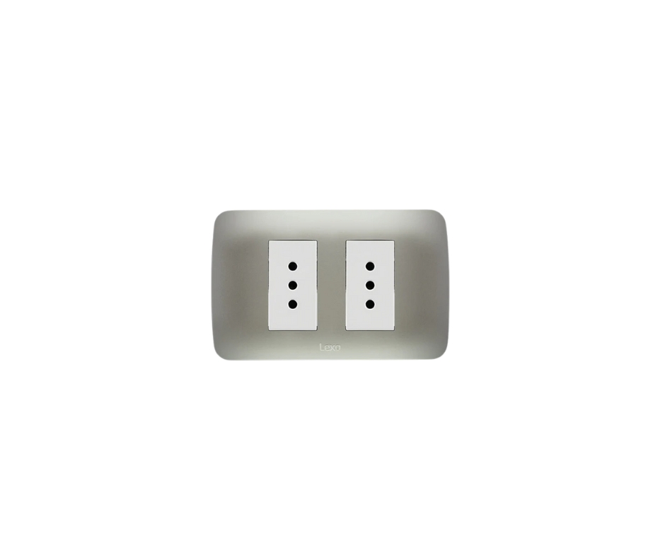 TOMA DE CORRIENTE DOBLE 10A 250V ARMADO PLATA LEXO