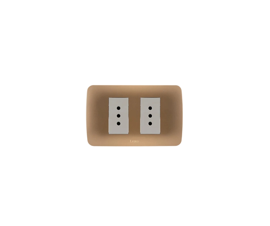 TOMA DE CORRIENTE DOBLE 10A 250V BEIGE ARMADO TITANIO LEXO