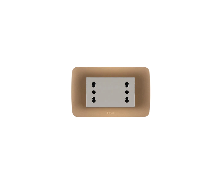 TOMA DE CORRIENTE DUPLEX 10/16A 250V BEIGE ARMADO TITANIO LEXO