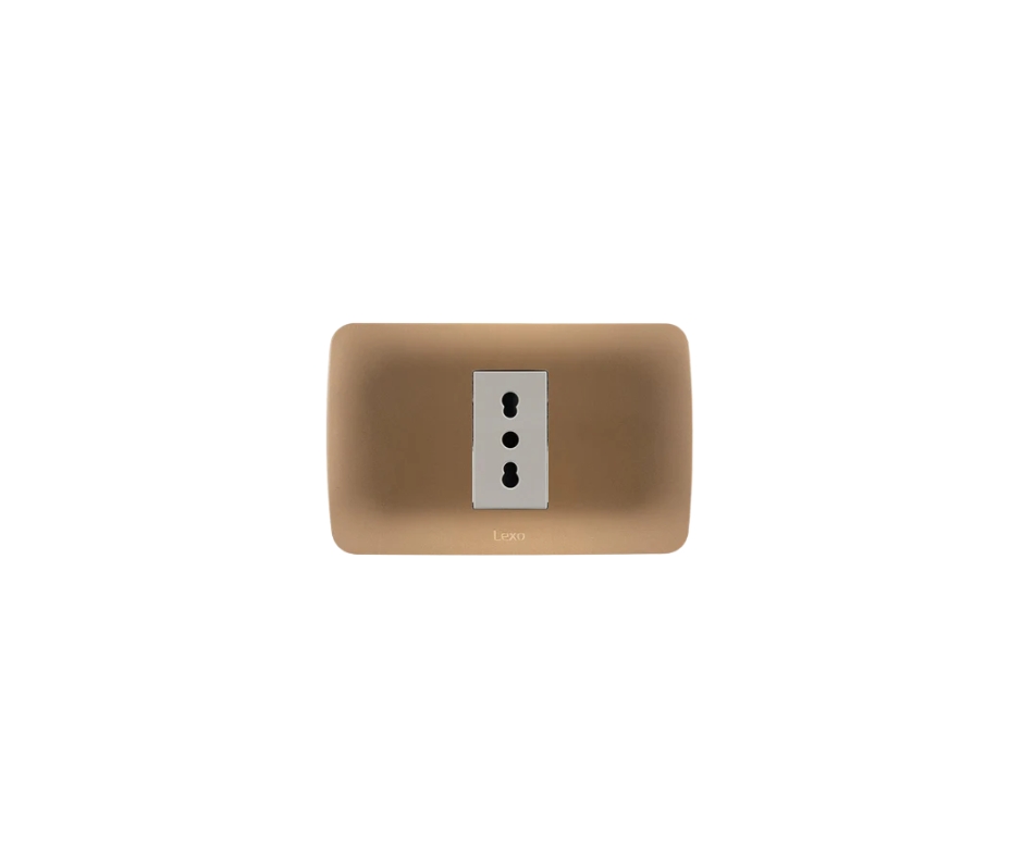 TOMA DE CORRIENTE SIMPLE 10/16A 250V BEIGE ARMADO TITANIO LEXO
